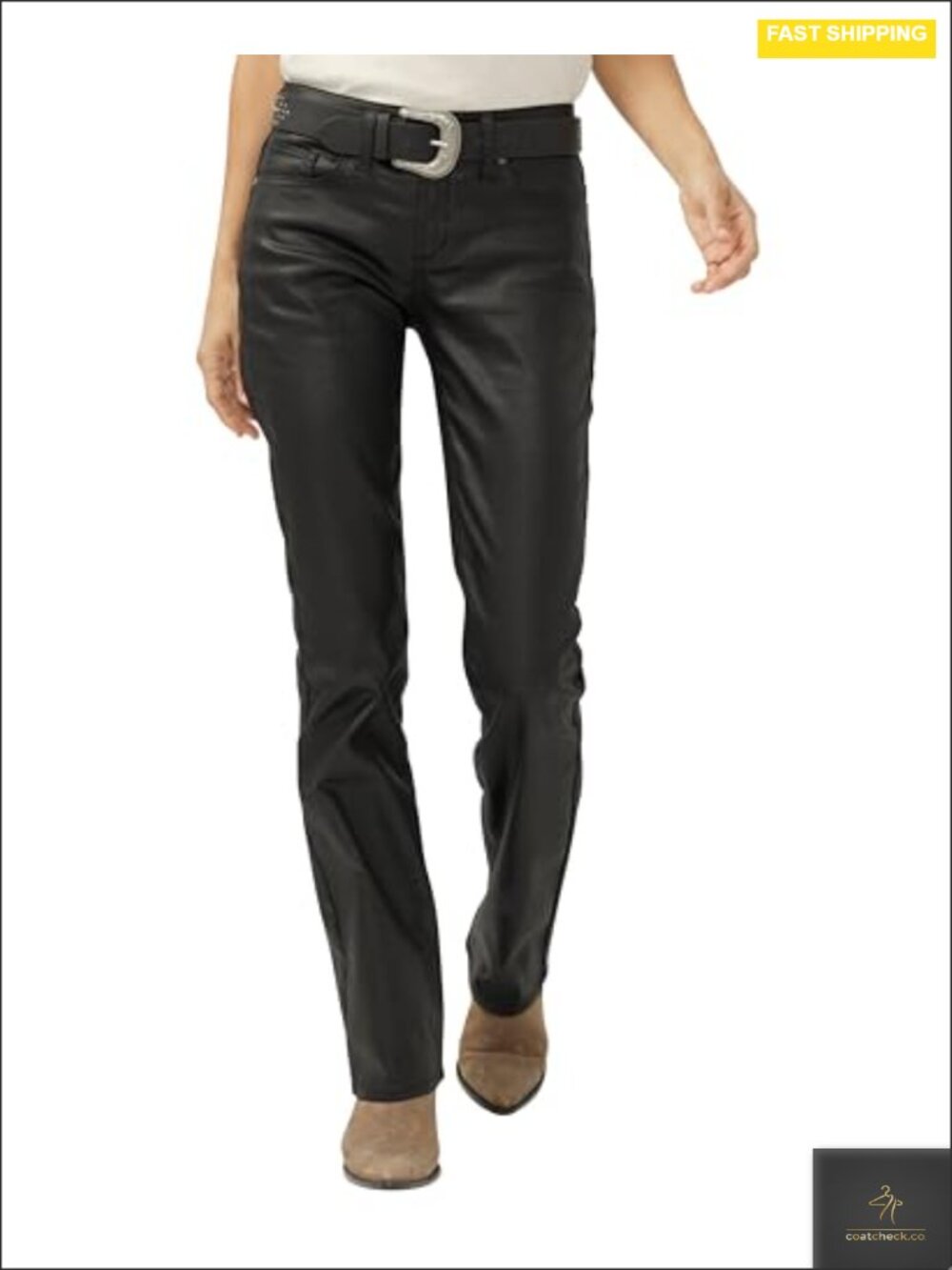 Mid Rise Slim Bootcut Jeans Curvy Fit Coated Denim Stretch